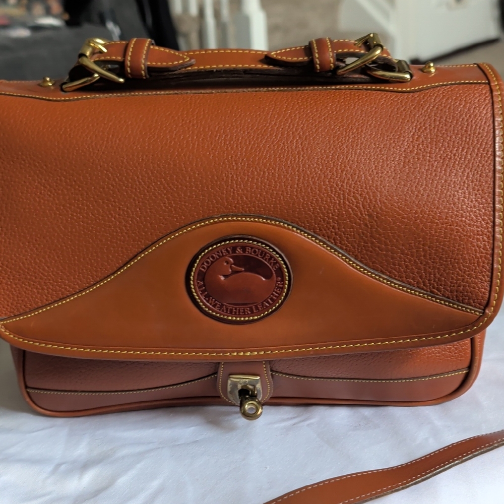Dooney & Bourke Chestnut Brown Leather Satchel with Gold Hardware